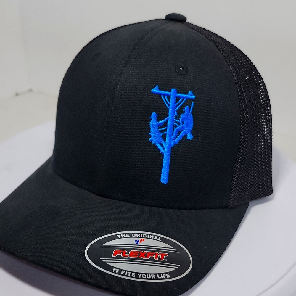 Flexfit Lineman hat? Custom embroidery. Fitted